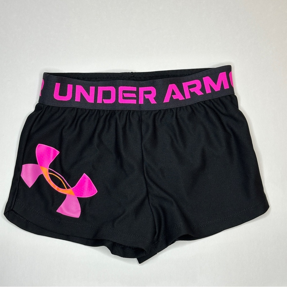 Under Armour Girls' Play Up Graphic Logo Shorts Black Size 4
